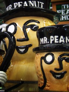 Mr. Peanut decorations inside The Peanut Shoppe