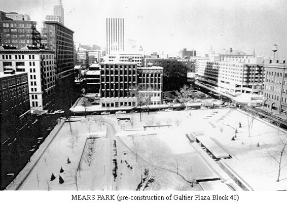 Mears Park before construction of Galtier Plaza ca. 1980