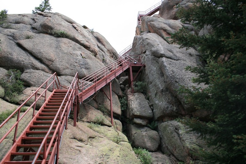 The stairs going up to the lookout