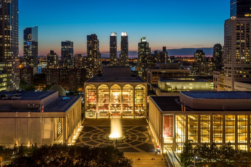 Lincoln Center with New York City in the Background 