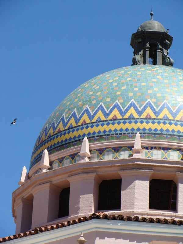 When bids came in low to build the a new courthouse in 1928, the Board of Supervisors used the extra money to order tile for the 100-foot-tall dome.
