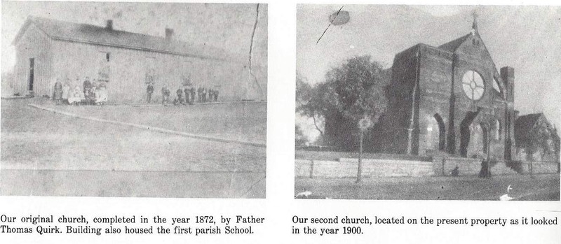 The original church, and the present church in 1900.