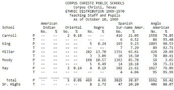 Data showing that the CCISD staff were separated by race.