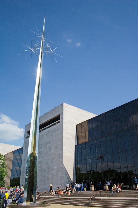 A view of the Smithsonian National Air and Space Museum from the National Mall.