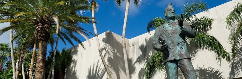 Statue of Dr. Hector P. Garcia at the Mary and Jeff Bell Library at TAMUCC.