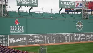 Famous "Big Green Monster" - thirty-seven foot, two-inch (11.33 m) high left field wall at Fenway Park. The wall was part of the original ballpark construction of 1912. Photo by Aidan Siegel. 