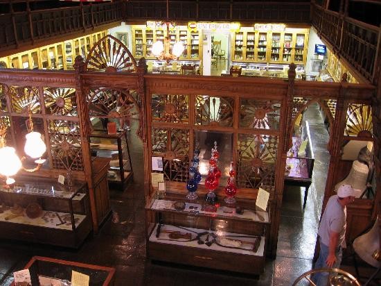 The museum includes a well-preserved drug store-complete with artifacts from the turn-of-the-century.