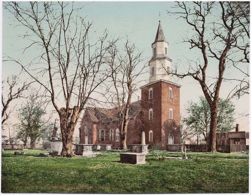 View of Bruton Parish Church, ca. 1902. Image by Unknown - Beinecke Rare Book & Manuscript Library, Yale University, Public Domain