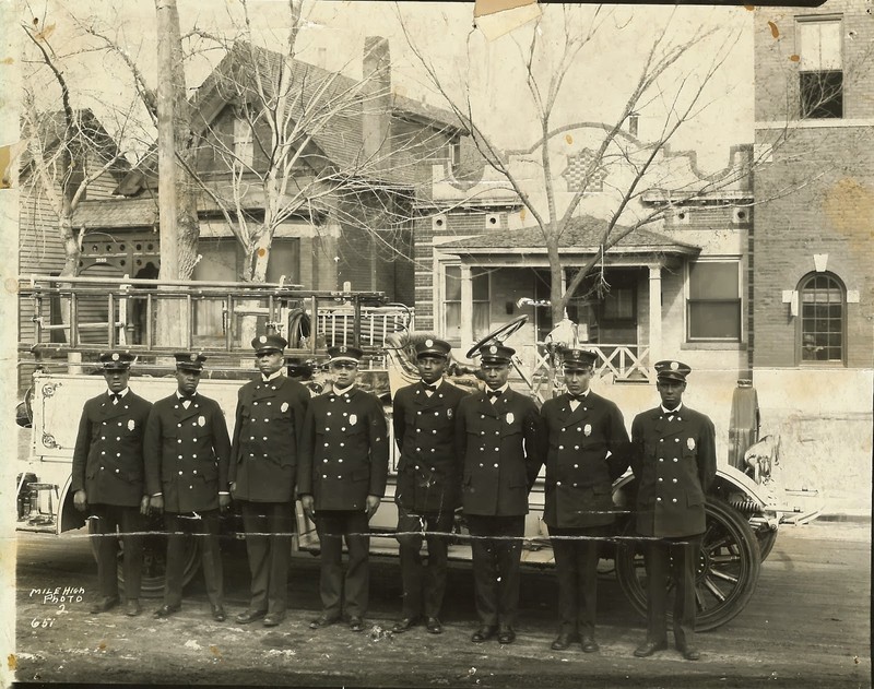 African American firefighters post outside of station #3 circa 1940