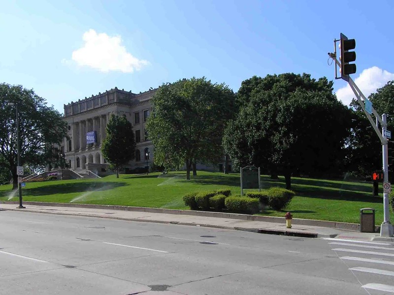 View of the high school with the marker on the bottom right.
Photo by: Paul Crumlish