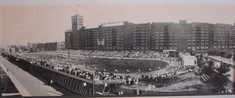 By 1913, Sears had build an athletic complex. This was a track meet held at the Sears & Roebuck complex's track field. Source: HomanSquare.org