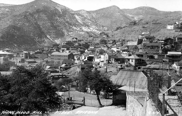 1926 photo of Bisbee's Youngblood Hill. Many of the original wooden stairs can be seen