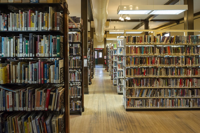 Inside a portion of the library today