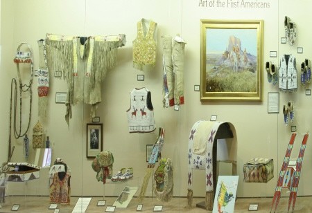 Some of the Native American art and clothing on display