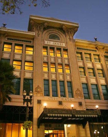 City Hall at its current location in the St. James building.