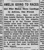 September 13, 1928 article from the Oregonian newspaper about Earhart's Arizona landings.