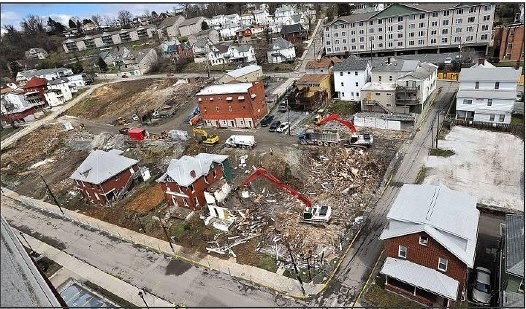 Demolition of houses between 2nd and 3rd Street to make room for WVU housing buildings