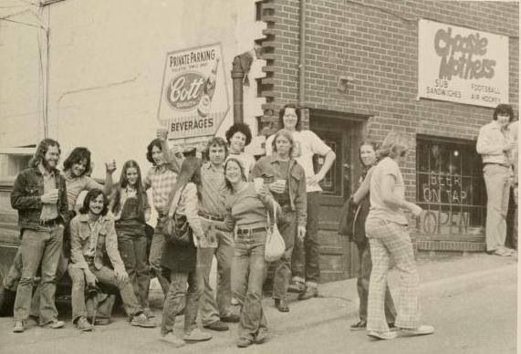 A gathering of students outside Rusted Musket