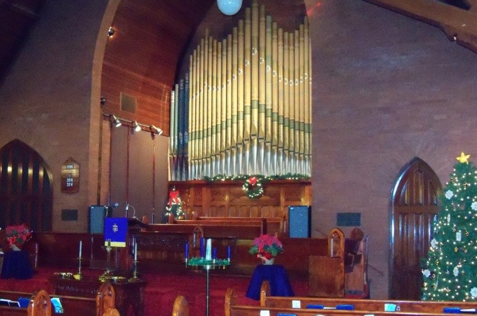 The church's 16 foot organ as it looks today