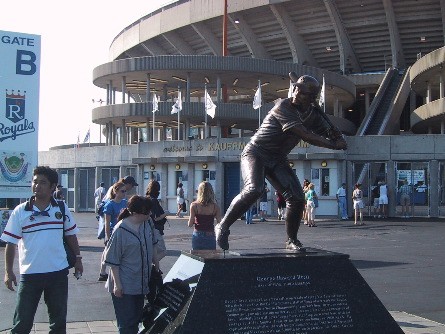 Kauffman stadium with statue of George Brett. Home of the Royals