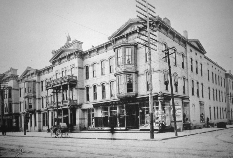 Not many photos of the original tavern have survived. This photograph captures the newly built Phoenix Hotel after it was built following Postlethwait Tavern's fire.