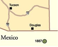 Map of the Mexico/Arizona border. Dot is the epicenter of the earthquake. 