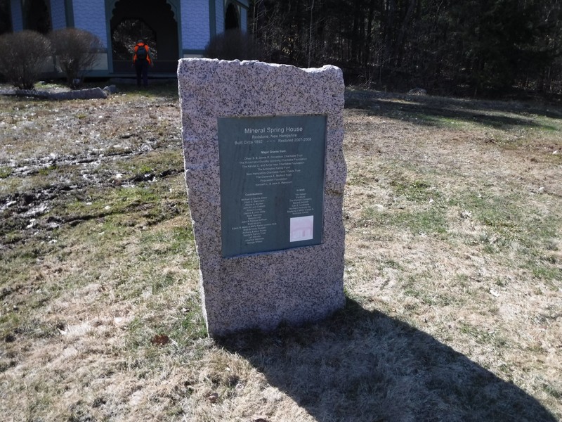 Plaque at Mineral Spring gazebo 