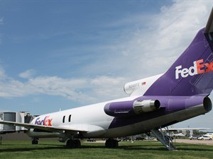 This former FedEx plane is displayed next to the museum