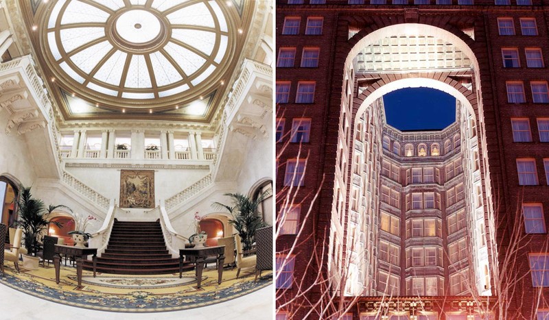 The Fulton's rotunda and illuminated light well.