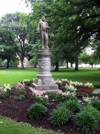 Created in 1889, this statue honors labor leader Thomas Armstrong. The monument resided in West Park until 1969 when it was hit be an automobile. The statue was repaired and moved to this location in 1975