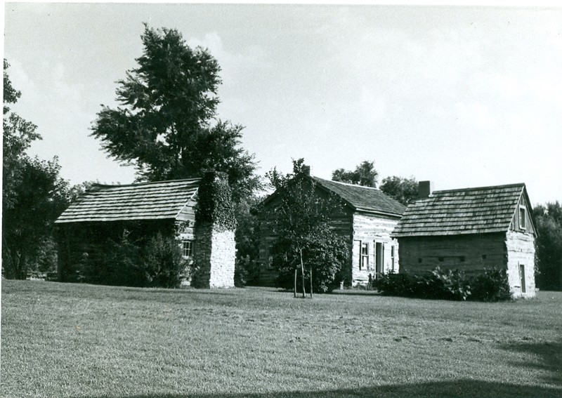 Three of the log cabins moved to the museum site for preservation