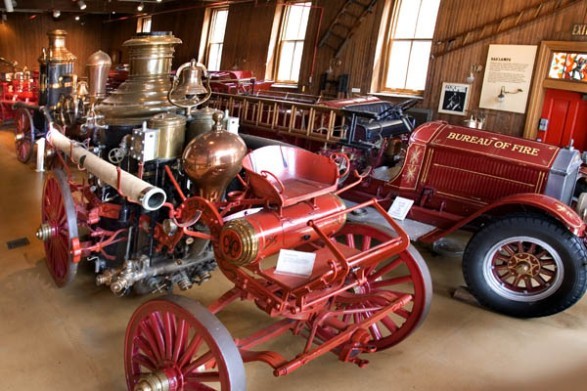 Antique engines in display within the museum.