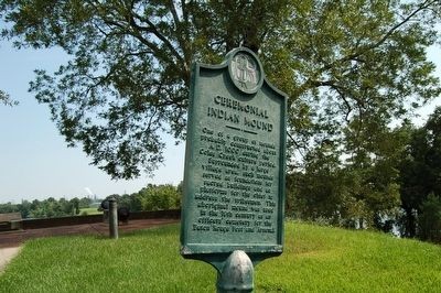 The marker, with the Battle of 1779 site behind it