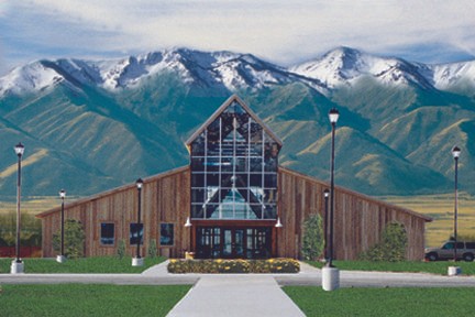 The American West Heritage Center main building, located at the base of the Wellsville Mountains