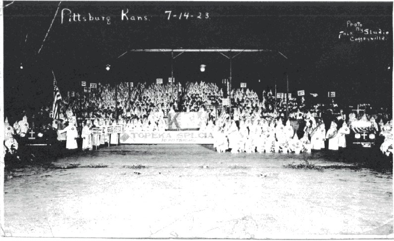 In July 1923, the local chapter of the KKK in Pittsburg hosted a rally against the Governor Allen’s ban of hoods. This year was at the height of the terrorism instilled by the Klan. 