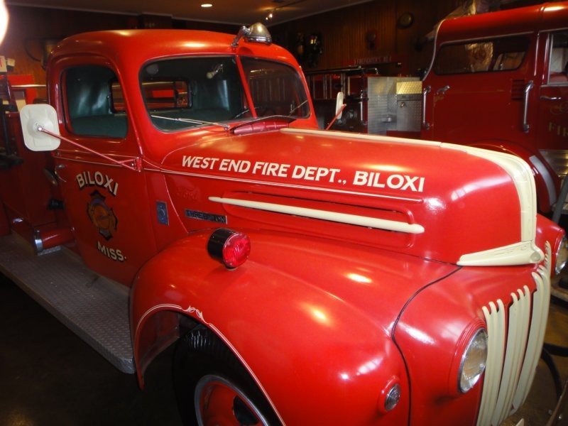 One of the fire trucks on display