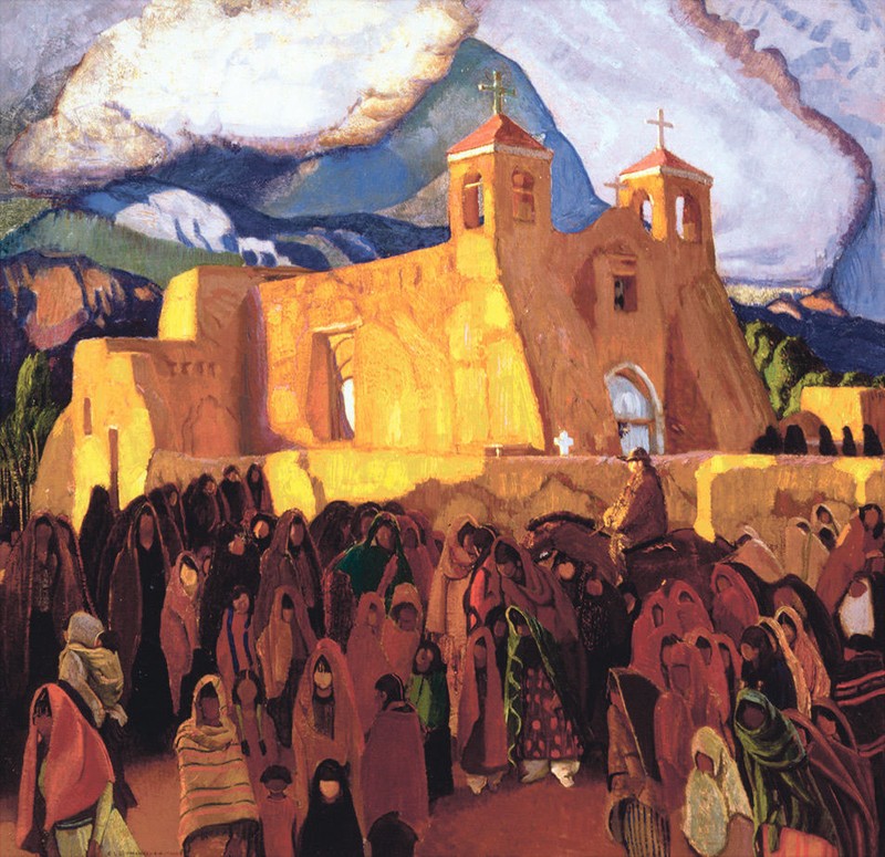 "Rancho de Taos Church," an oil painting by Blumenschein painted sometime in the 1920s. 