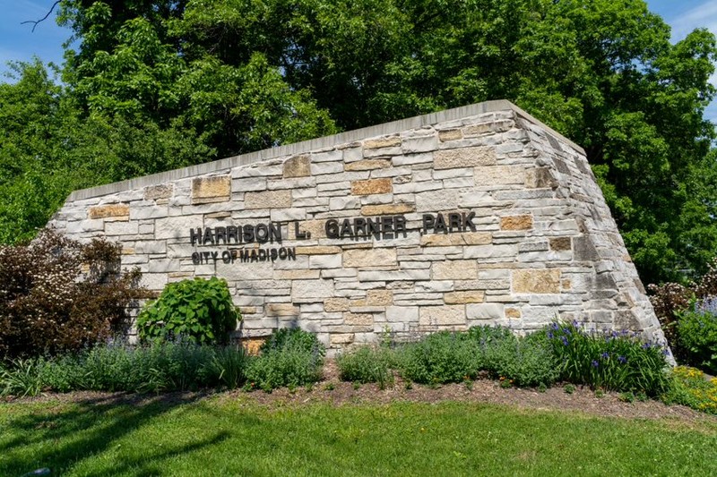 Harrison Garner Park Stone Entrance Sign