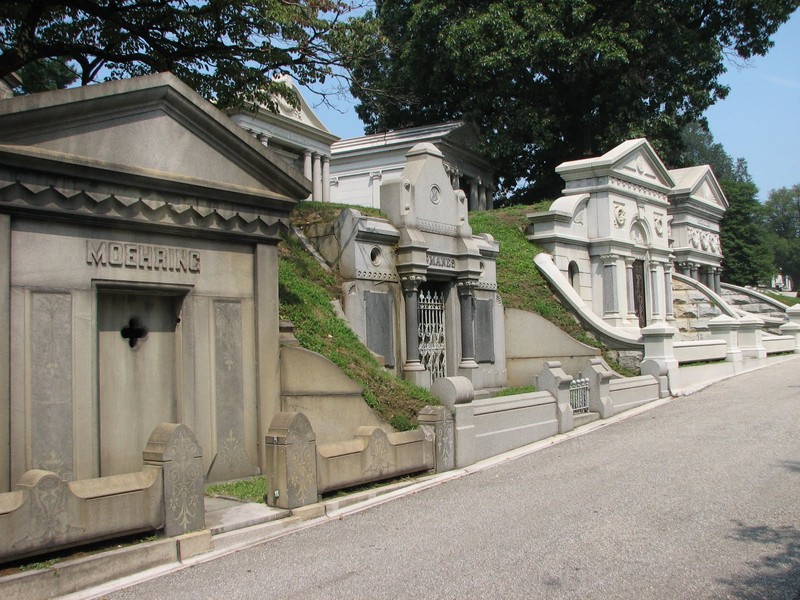 Just a few of the numerous mausoleums that are part of the Laurel Hill Cemetery.