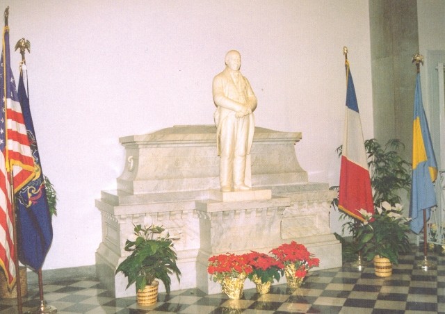 The mortal remains of Stephen Girard, who died in 1831, were brought to Founder's and placed in this sarcophagus in 1851.