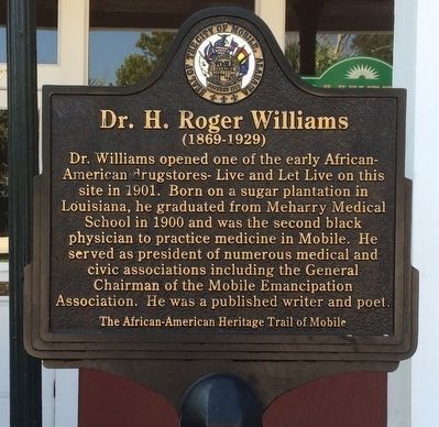 The marker is one of many on the African-American Heritage Trail of Mobile.