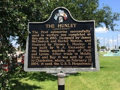 The historical marker indicating the location of the Park and Lyons machine shop.