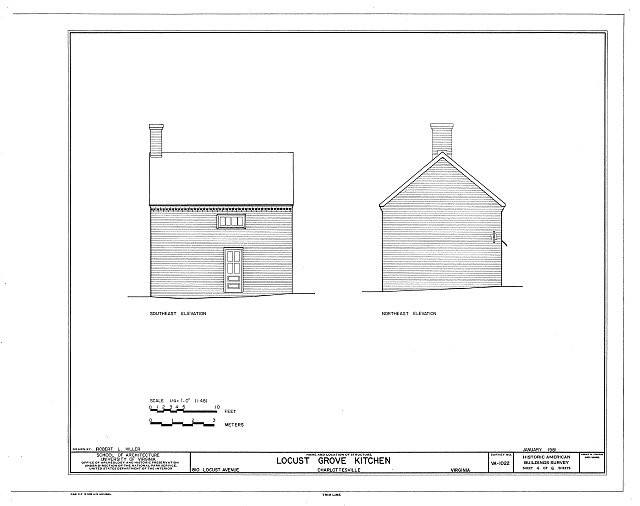 Drawing of the Locust Grove Kitchen from the Historic American Buildings Survey.