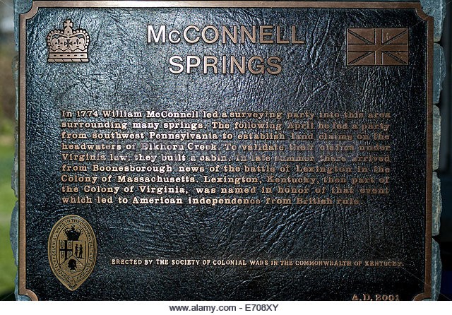 McConnell Springs Park was a campsite for a group of surveyors in 1775, including William and Francis McConnell.