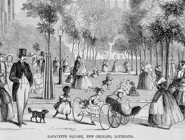 Illustration of Lafayette Square from "Ballou's Pictorial" (1854)