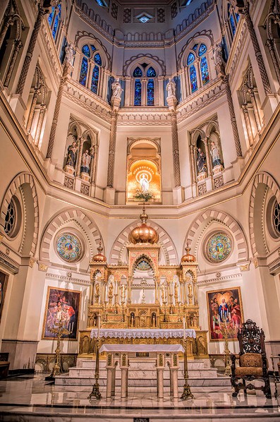 View of the main altar, crafted in Lyons, France, in 1867. Image courtesy of Fine Art America. 