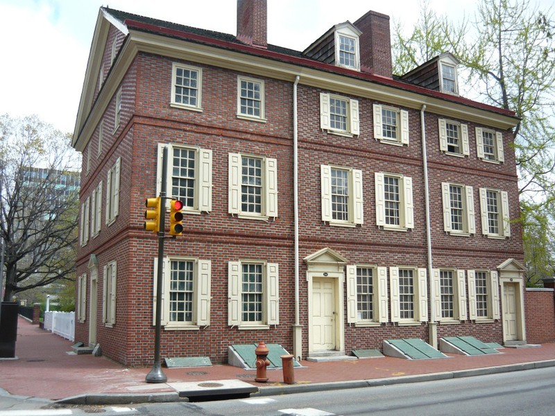 The Dolley Todd House sits at the corner of 4th and Walnut Streets in the city's Society Hill neighborhood.  The Todds resided here from 1791-1793 and James Madison courted Dolley here after the death of her first husband. 