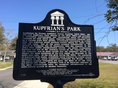 The historical marker, indicating the location of the park.