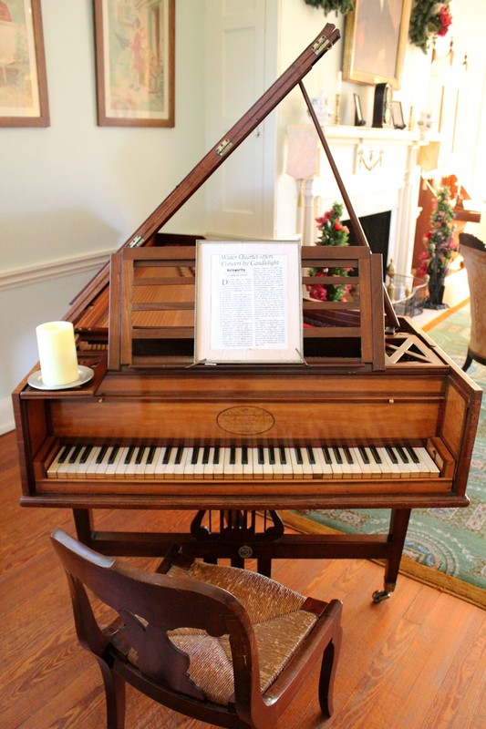 Laurel Hill's 1808 pianoforte, or early piano, sits in the mansion's music room which has hosted its Concerts by Candlelight since the 1970s.  