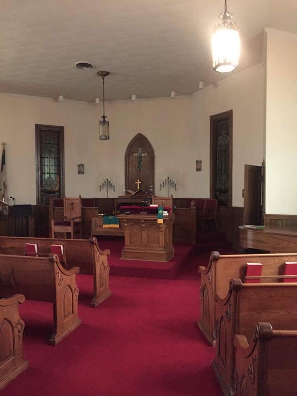 Interior of the church. The original pulpit is still in use. Courtesy of the First Congregational Church of Ceredo.